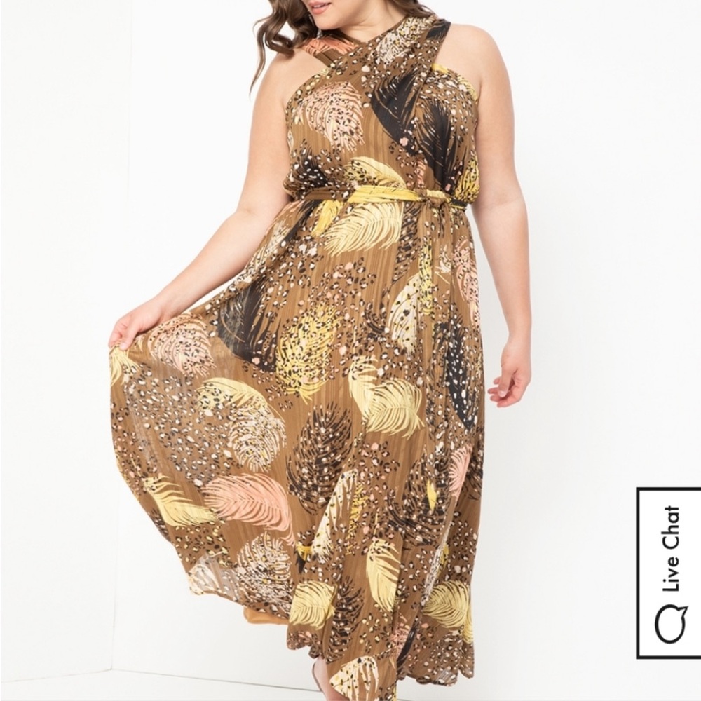 ELOQUII Cross Front Maxi Dress Women's Plus Size 18